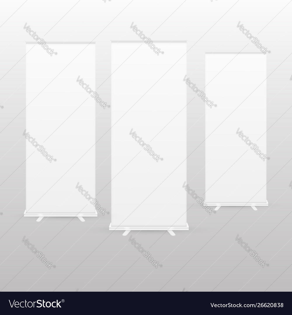 Blank Roll Up Banner Display With Clipping Path Vector Image