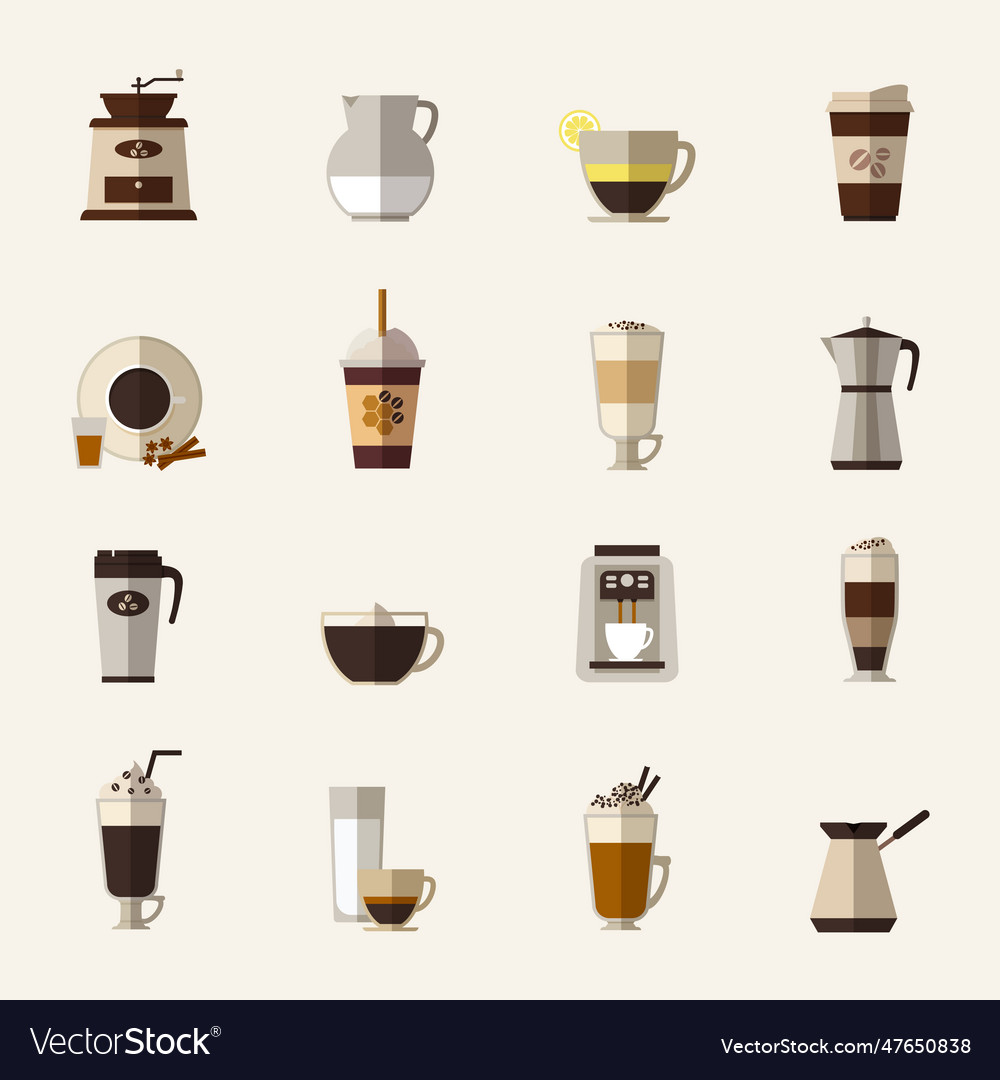 Coffee flat icons flat icons Royalty Free Vector Image