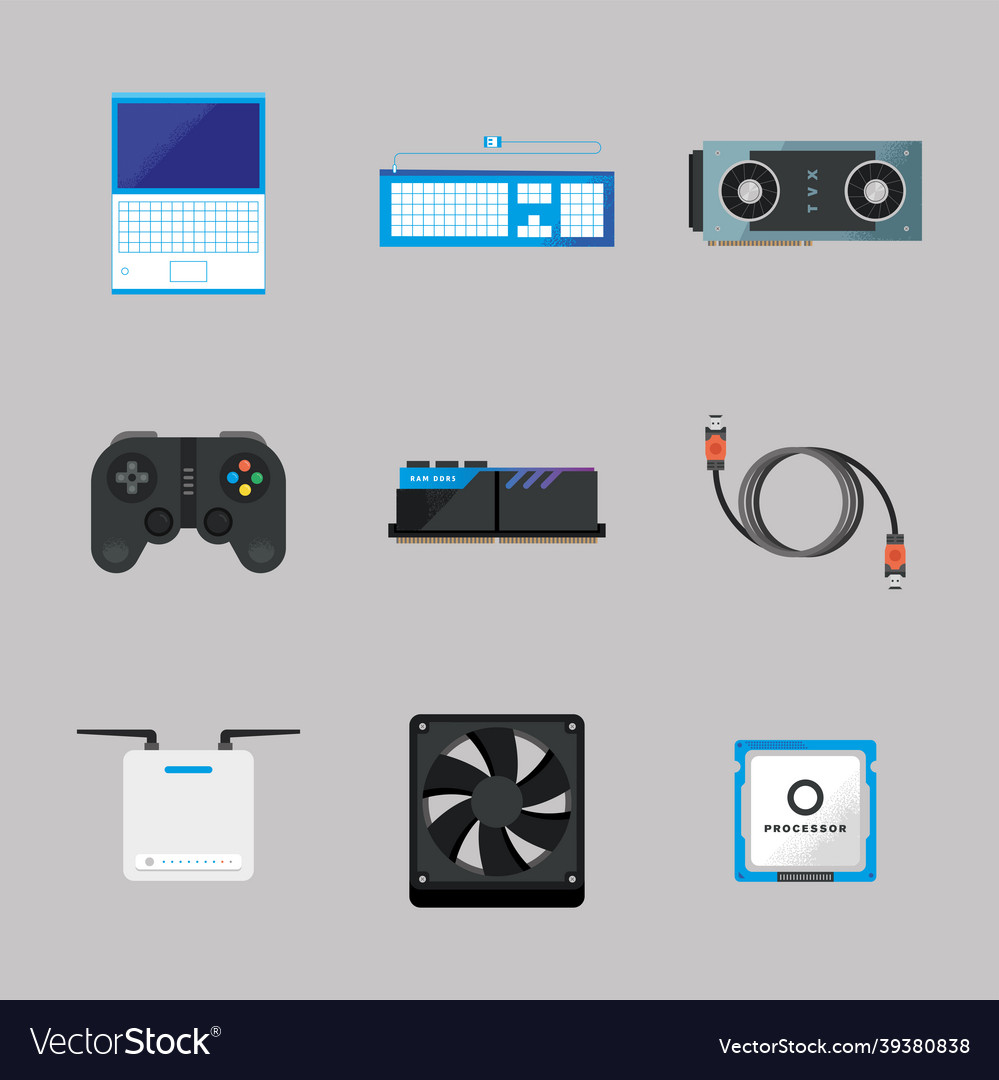 Computer parts Royalty Free Vector Image - VectorStock