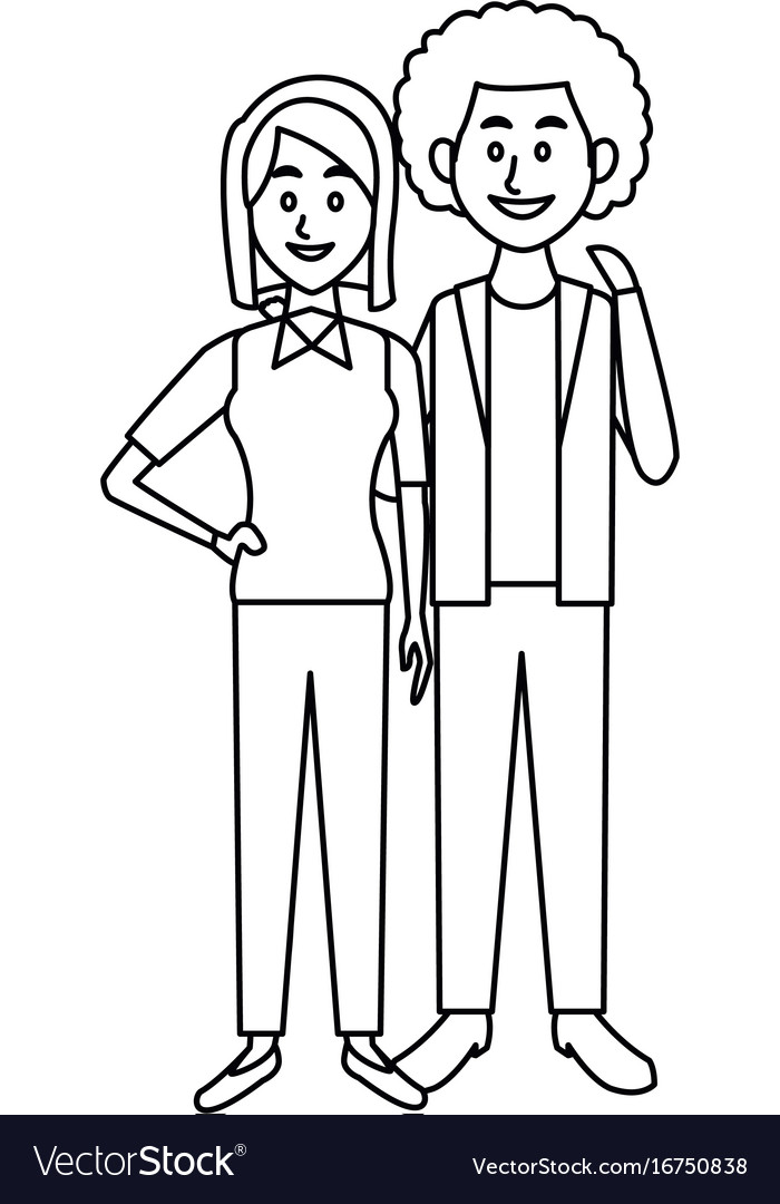 Couple standing man and woman together people Vector Image