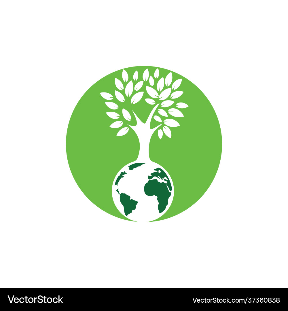 Globe tree logo design template Royalty Free Vector Image