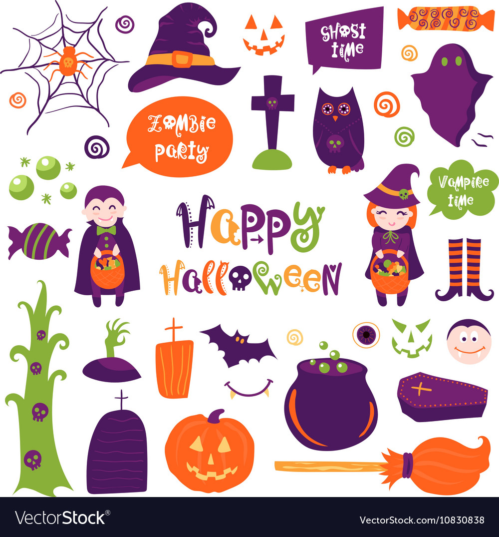 Halloween isolated elements collection Royalty Free Vector