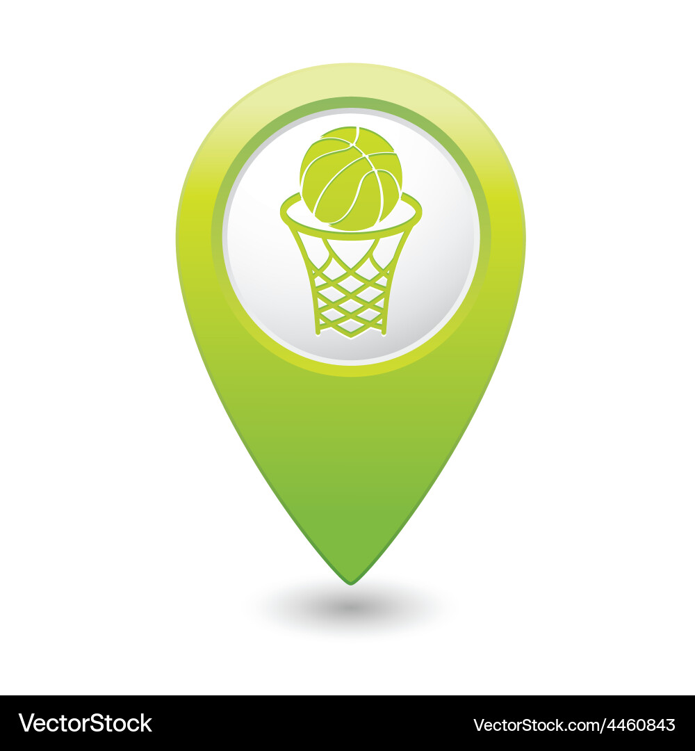 Basketball green map pointer Royalty Free Vector Image