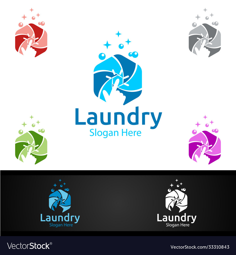 Laundry dry cleaners logo with clothes water Vector Image