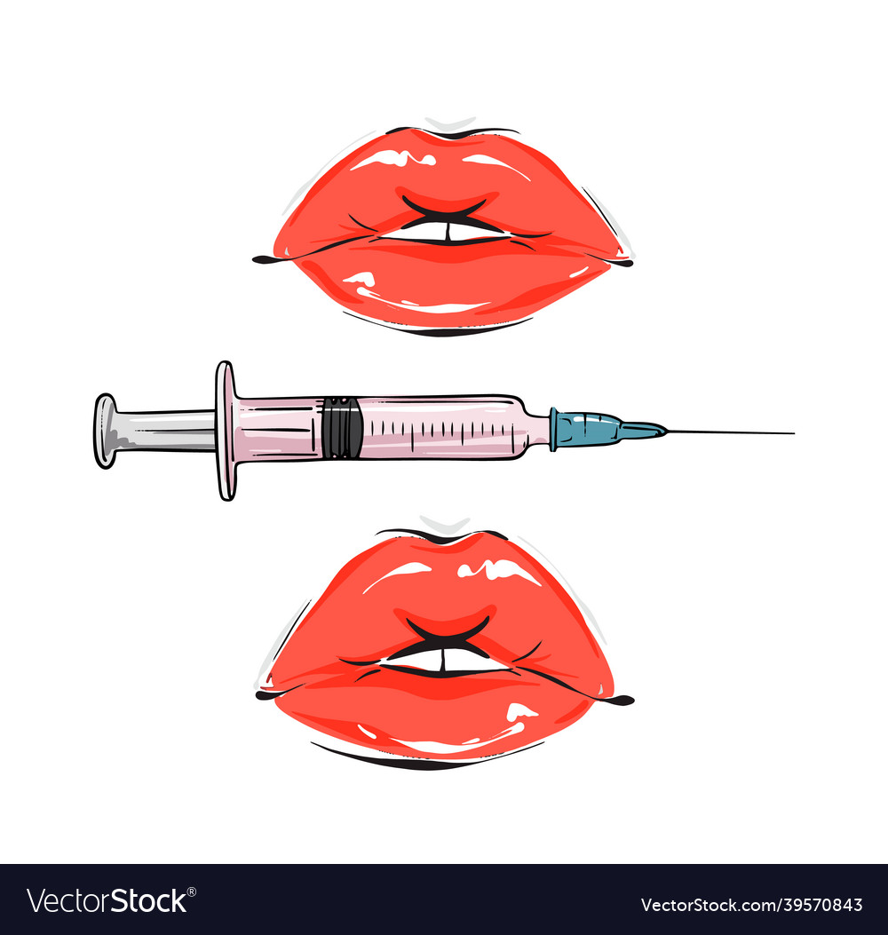 Lip filler procedure beauty injection vector image Lip filler procedure beauty injection