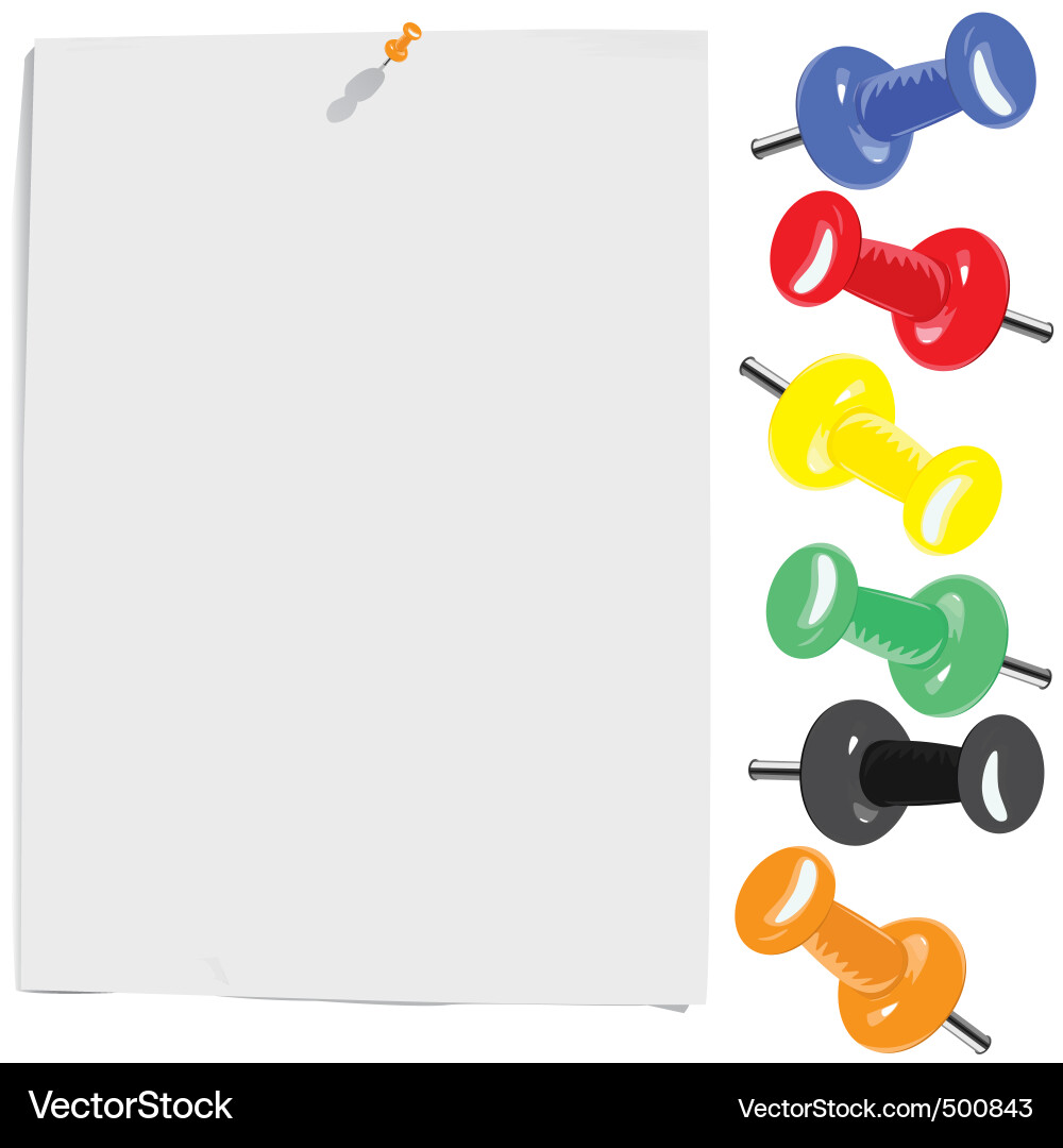 Paper sheet and motley pins Royalty Free Vector Image