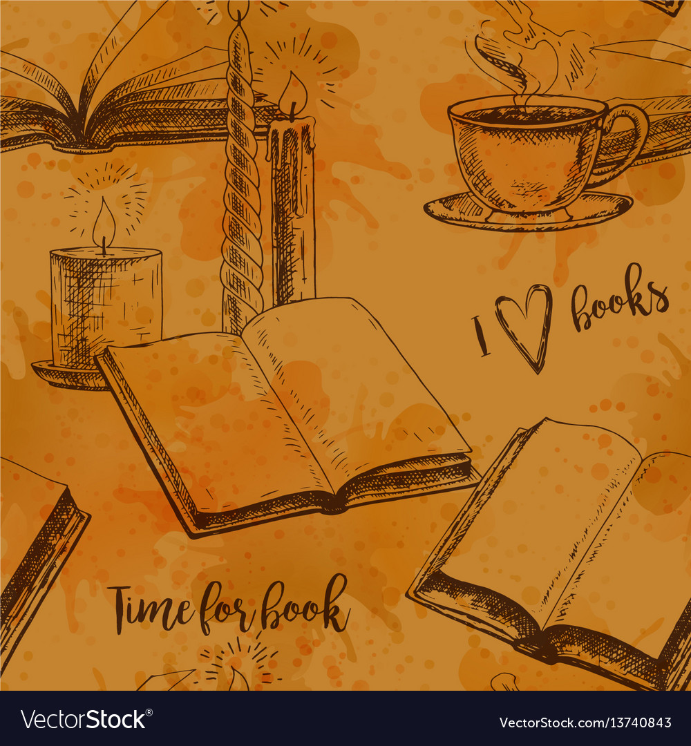 Seamless vintage pattern with books Royalty Free Vector