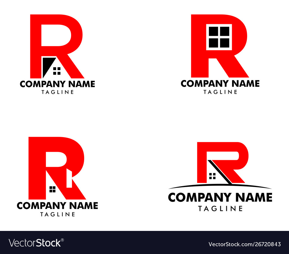 Set initial letter r house logo template Vector Image