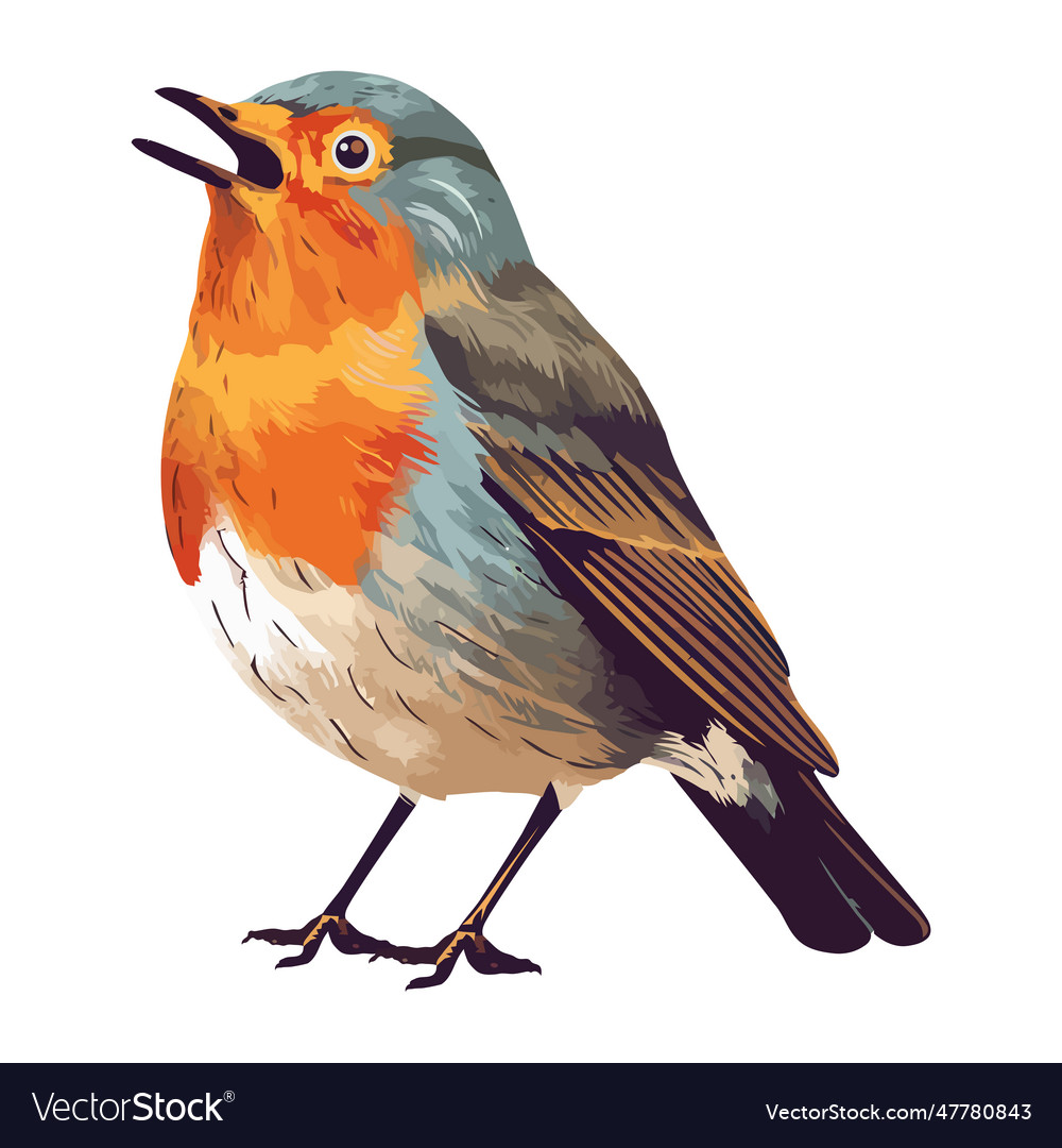 Small bird perching on branch cute beak Royalty Free Vector