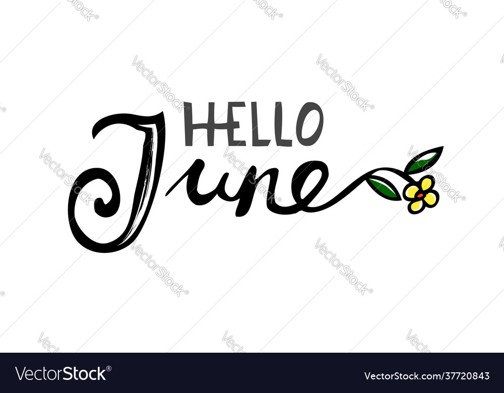 Very simple lettering hello june isolated on white