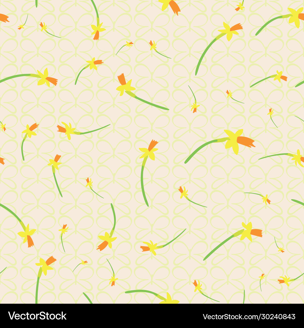 Yellow Daffodils Seamless Pattern Royalty Free Vector Image
