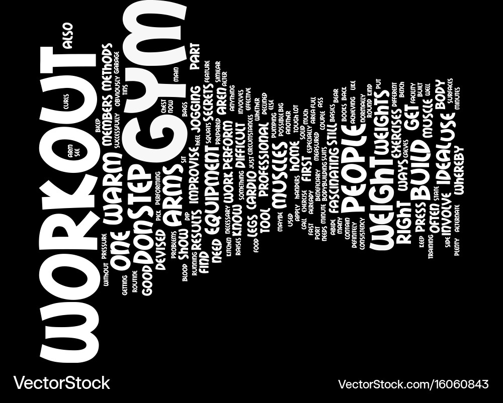 Your No Gym Workout Text Background Word Cloud Vector Image