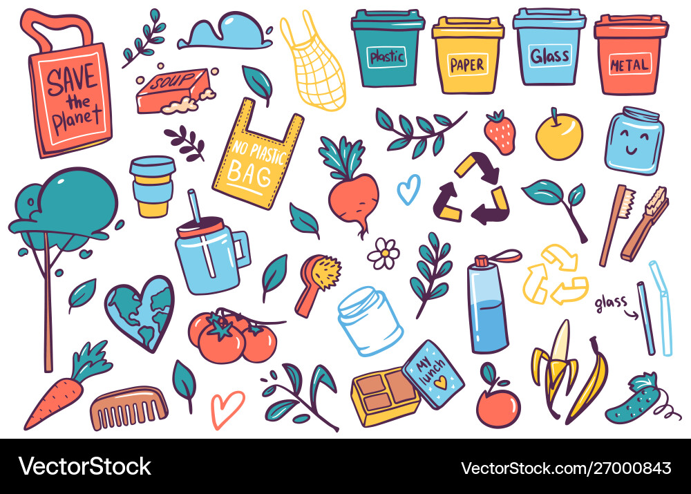 Zero Waste Flat Round Banner Template Royalty Free Vector