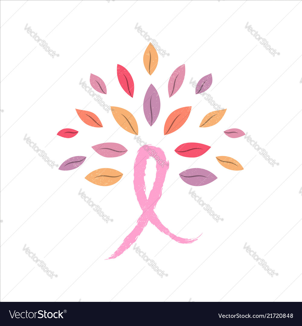 Breast cancer awareness pink ribbon tree concept Vector Image