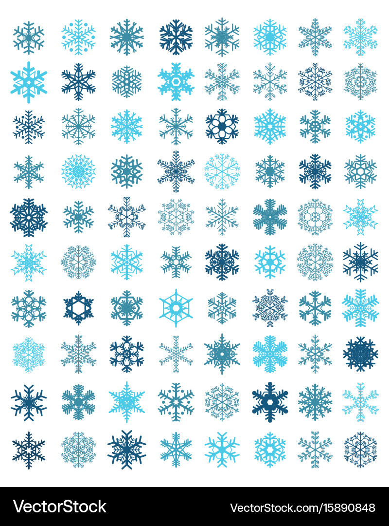 Different blue snowflakes Royalty Free Vector Image