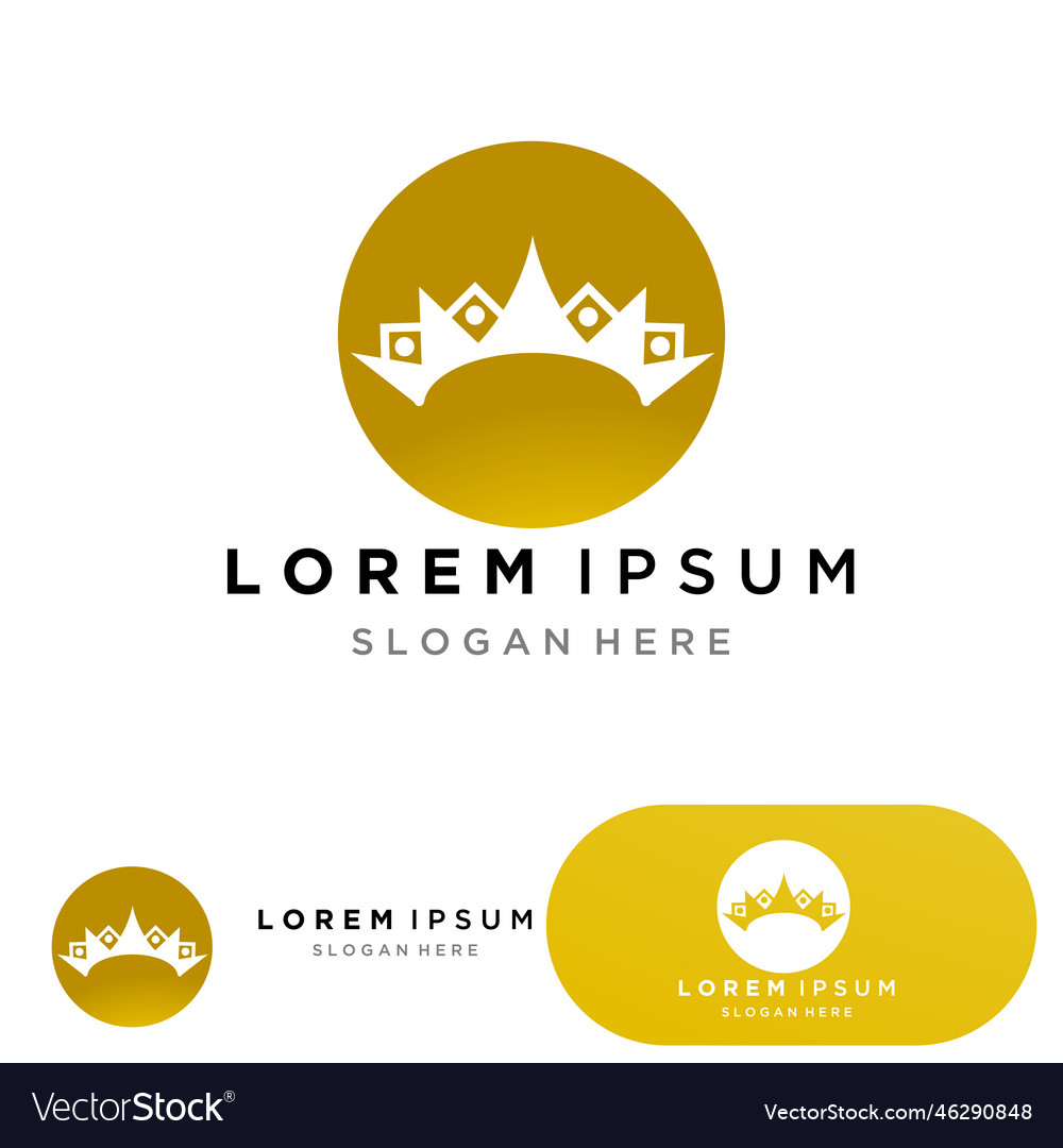 Golden King Crown Logo Royalty Free Vector Image