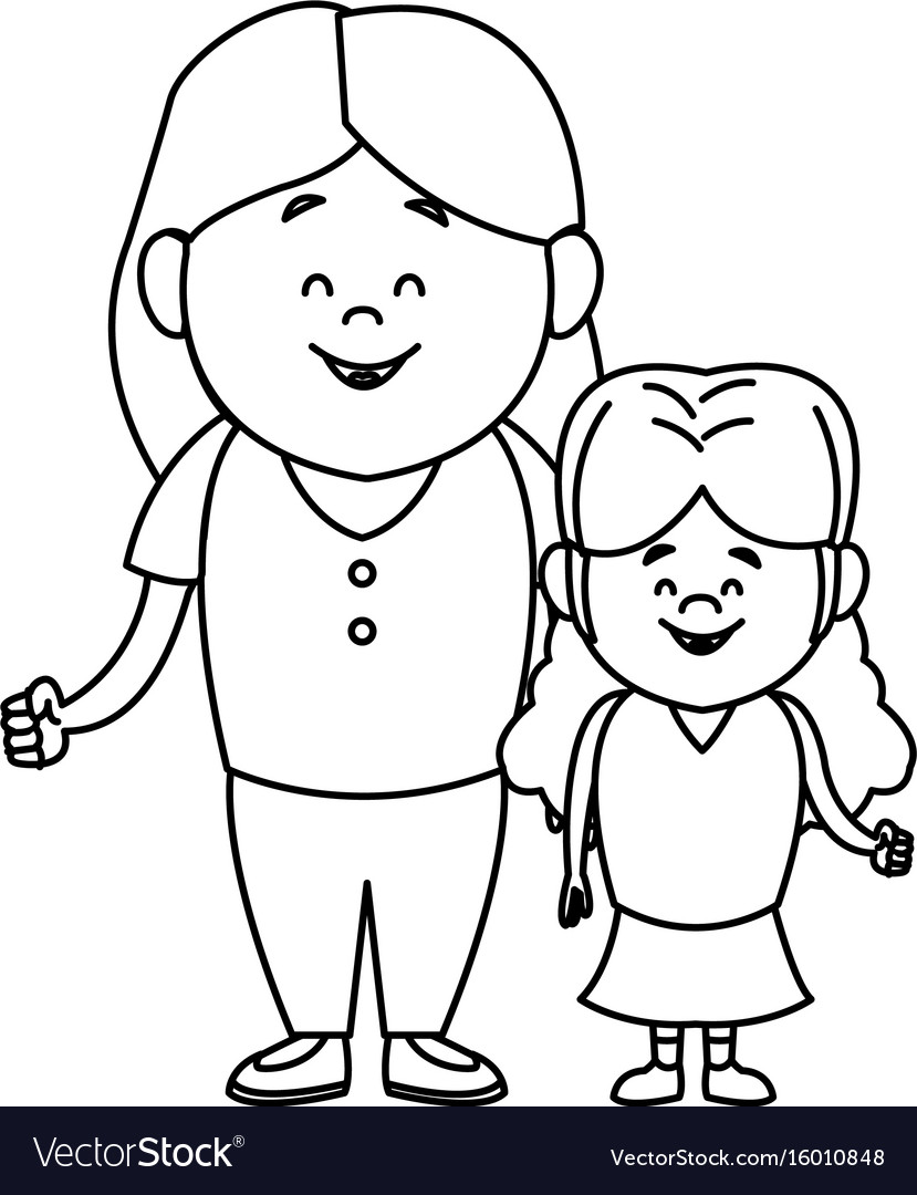 Mother with her daughter together family Vector Image