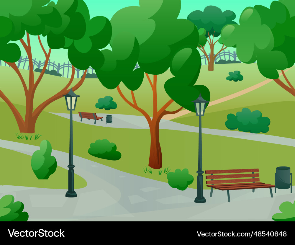 Park landscape flat Royalty Free Vector Image - VectorStock