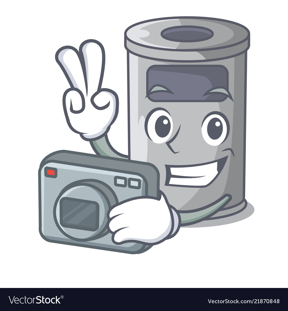 Photographer cartoon steel trash can in the room Vector Image Photographer cartoon steel trash can in the room Vector Image