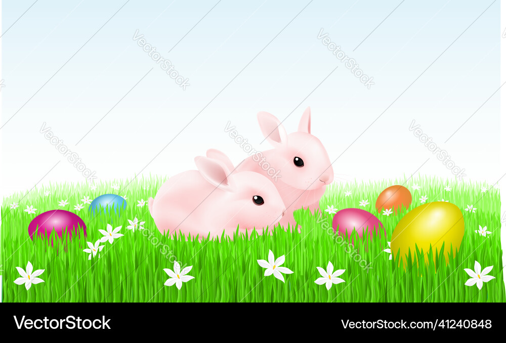 Rabbits and easter eggs Royalty Free Vector Image