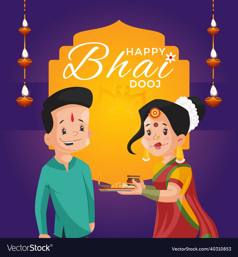 Banner design of happy bhai dooj Royalty Free Vector Image