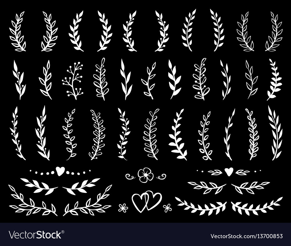 Branches and wreaths set vector image Branches and wreaths set