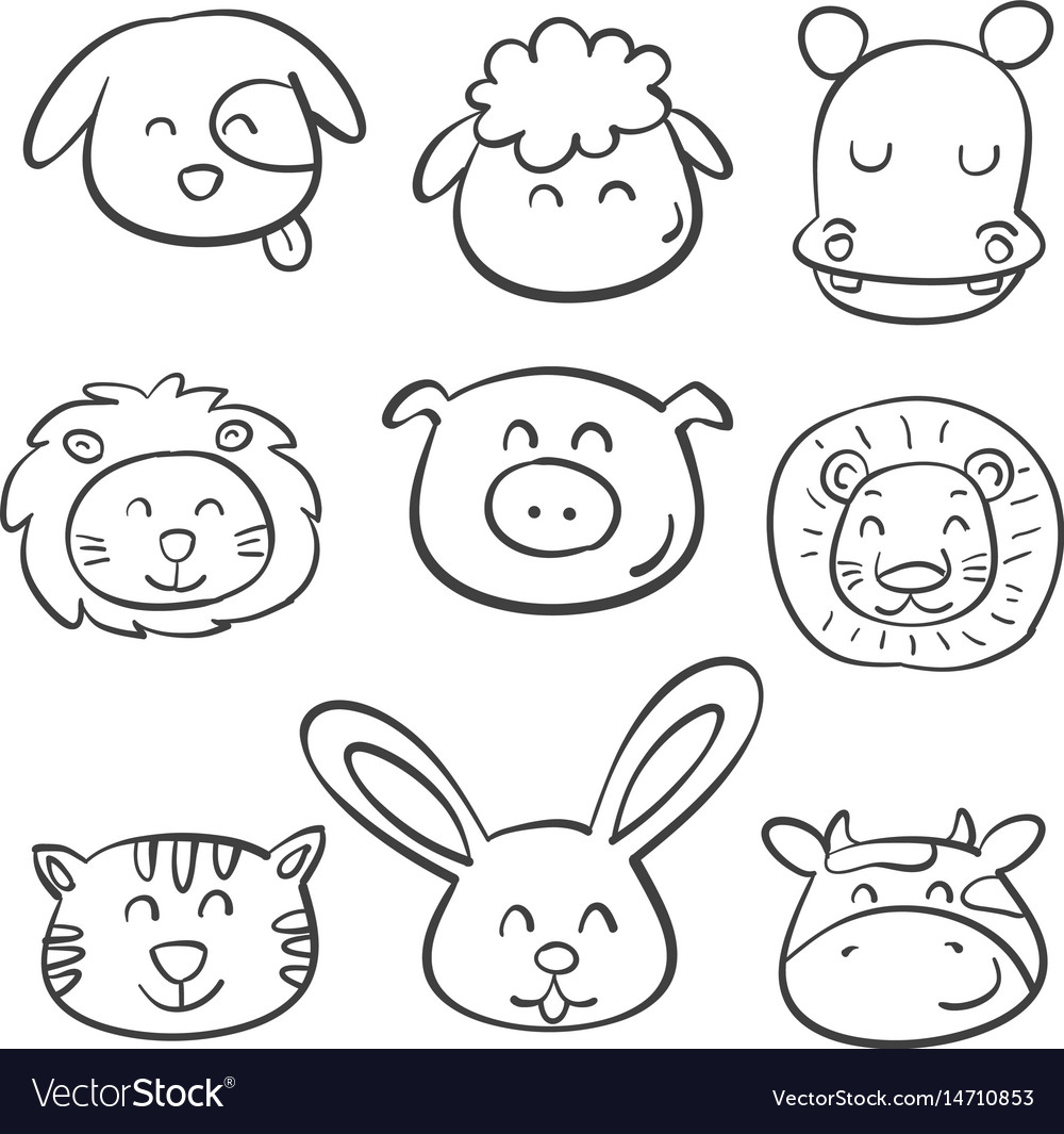 Doodle of animal head funny Royalty Free Vector Image