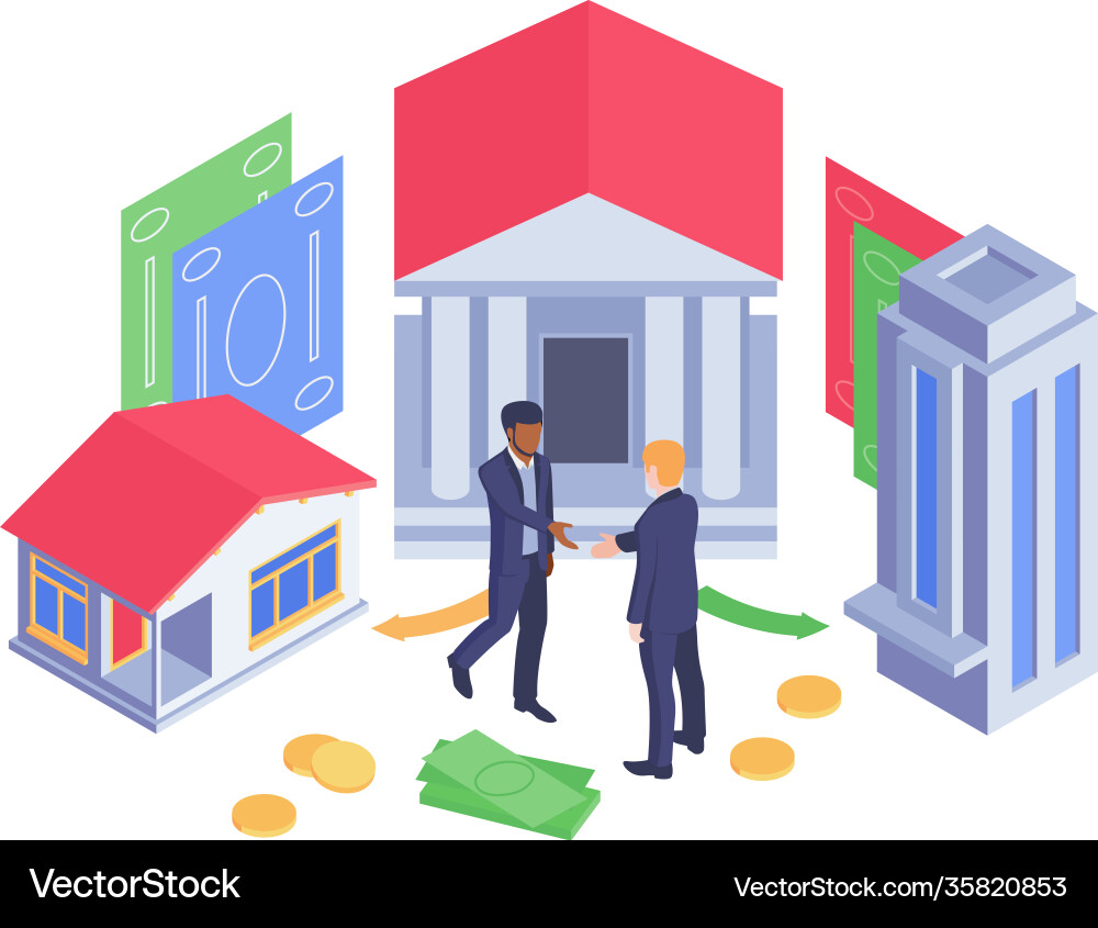 Isometric banking concept Royalty Free Vector Image