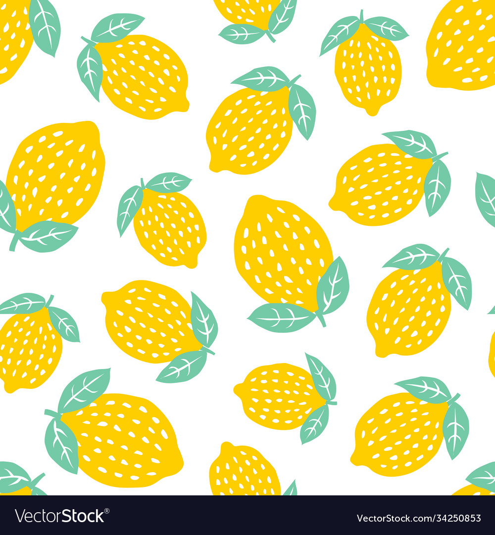 Seamless pattern with cute lemon Royalty Free Vector Image