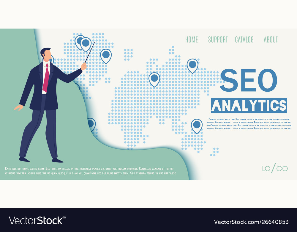 Seo Analytics Company Flat Web Banner Royalty Free Vector