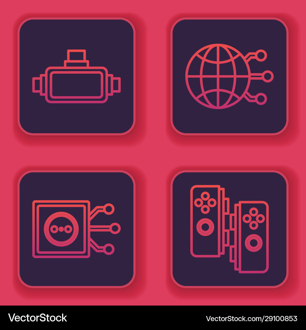 Set line virtual reality glasses remote control Vector Image