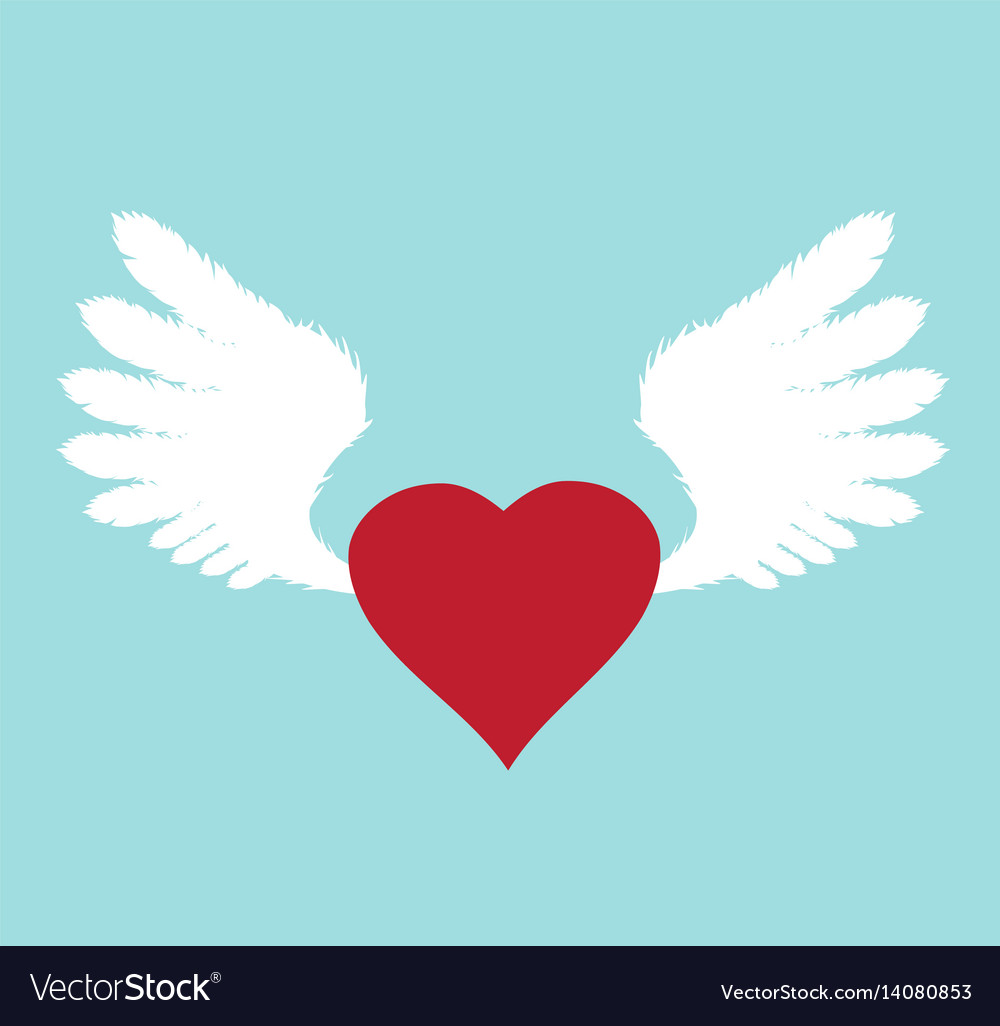 Wings with heart Royalty Free Vector Image - VectorStock