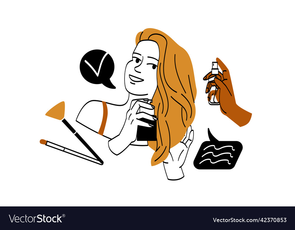 Woman with cosmetic Royalty Free Vector Image - VectorStock