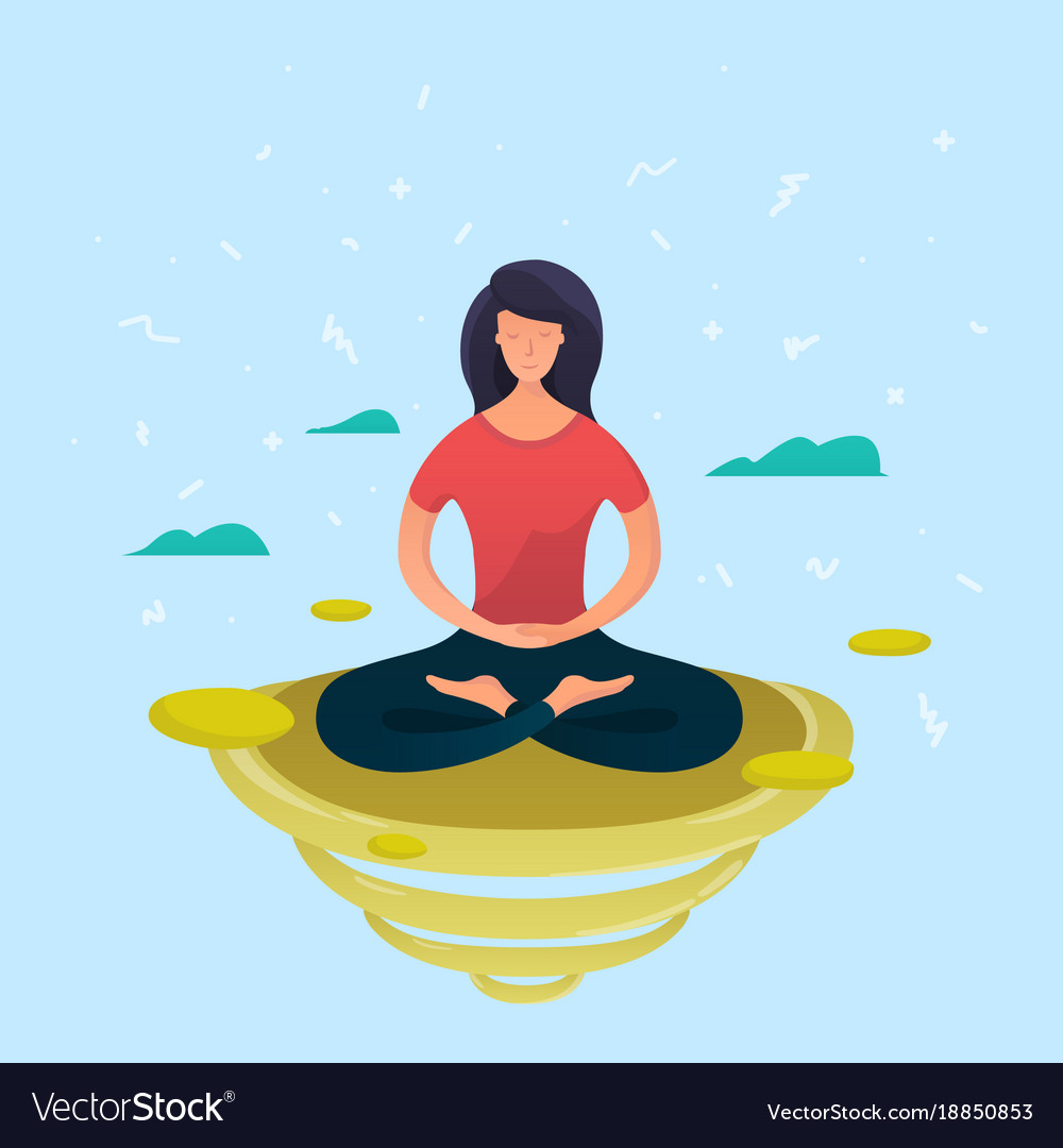 Young woman meditating in lotus pose Royalty Free Vector