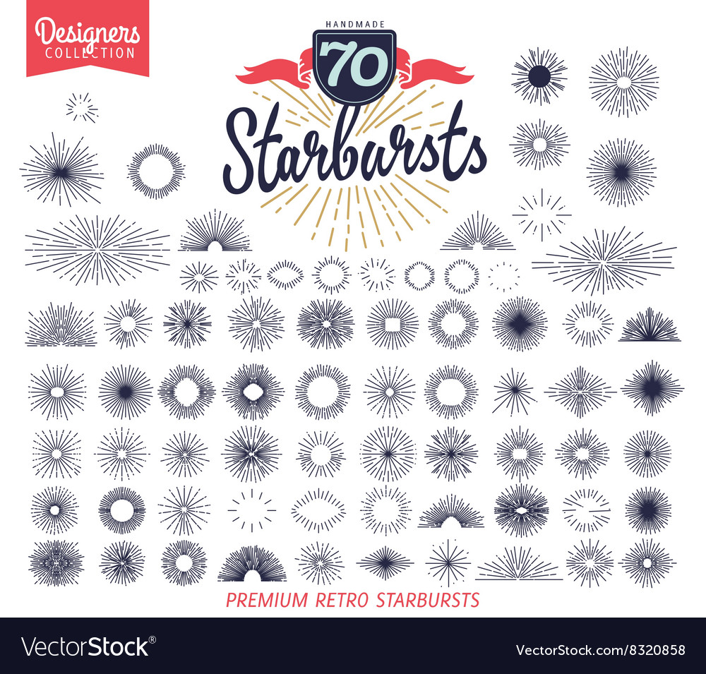 70 handmade sunburst design elements