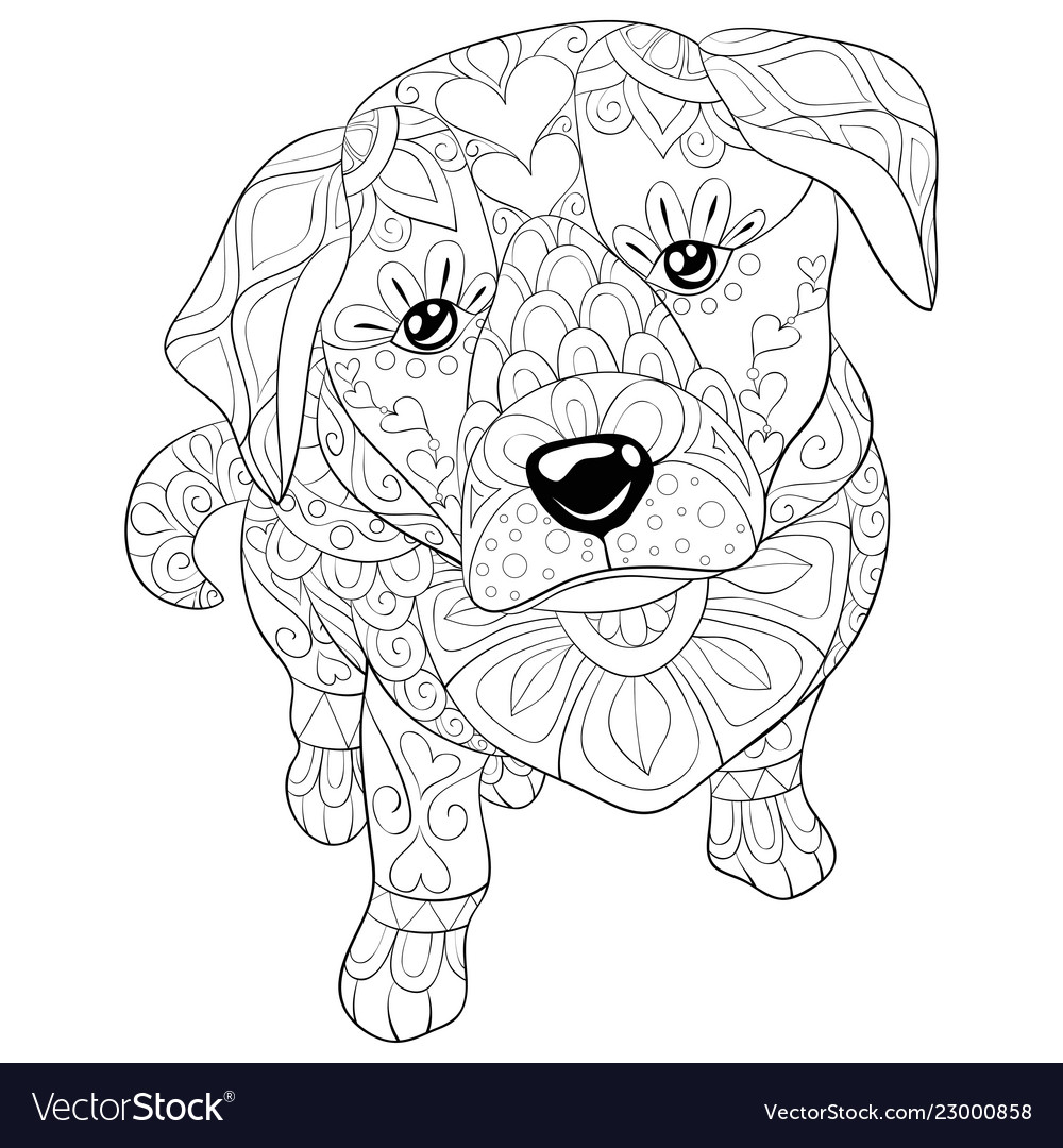 Printable Adult Coloring Pages - Adult Coloring Bookpage A Cute Dog Image For Vector 23000858 
