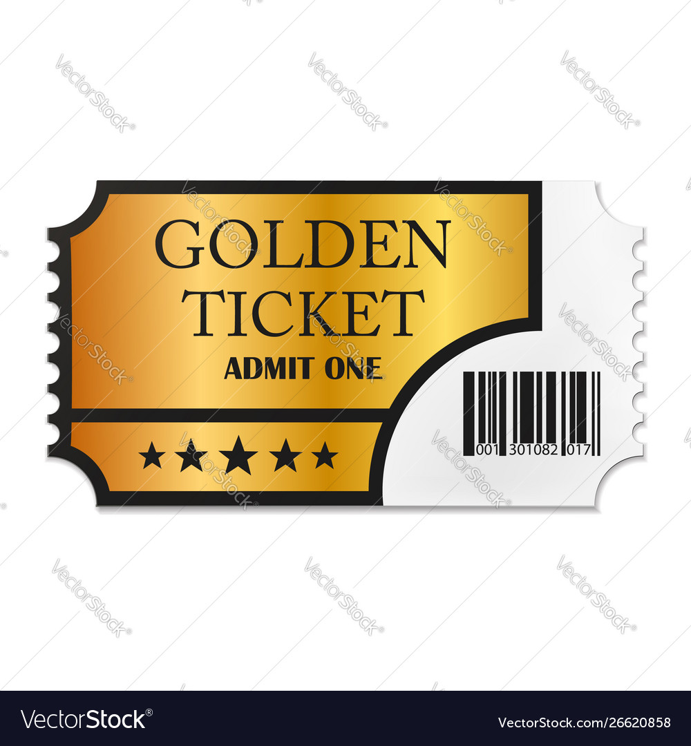 Designed retro golden ticket close up top view Vector Image