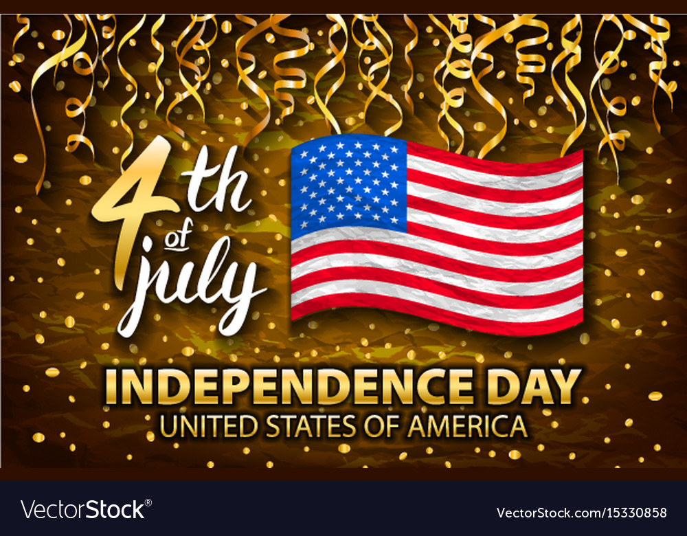 Gold glitter independence day usa greeting card Vector Image