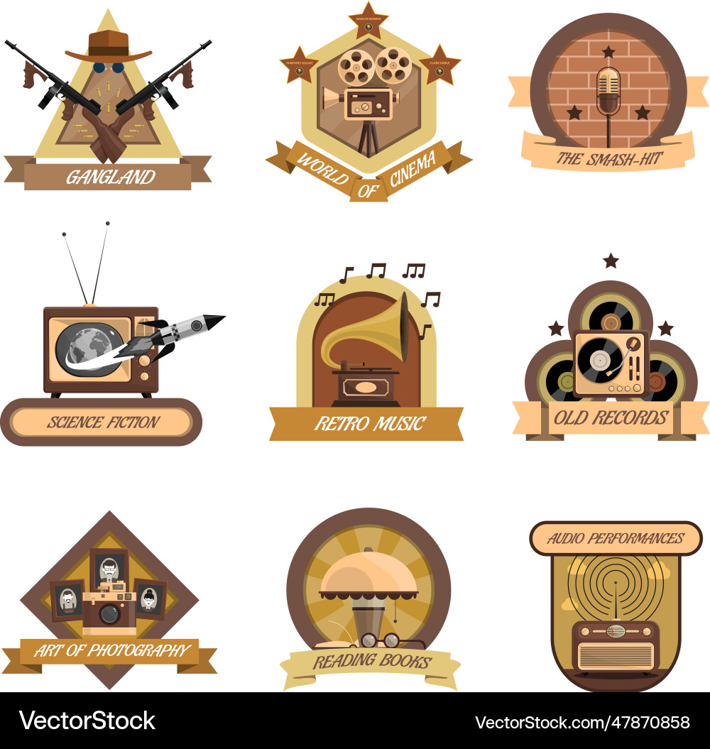 Sample Set Emblems Retro emblems set emblems set Royalty Free Vector Image
