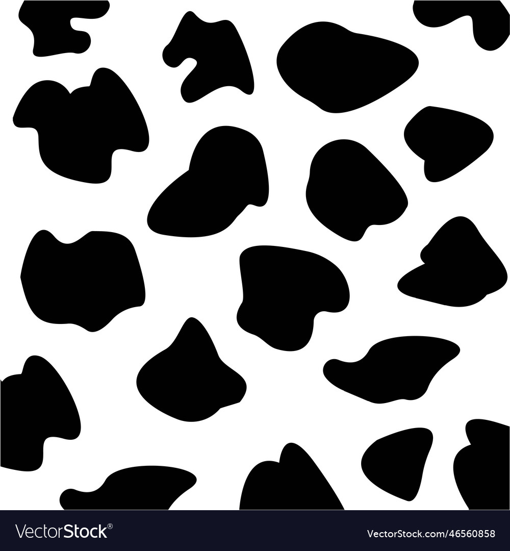 Seamless black and white cow pattern doodle style Vector Image