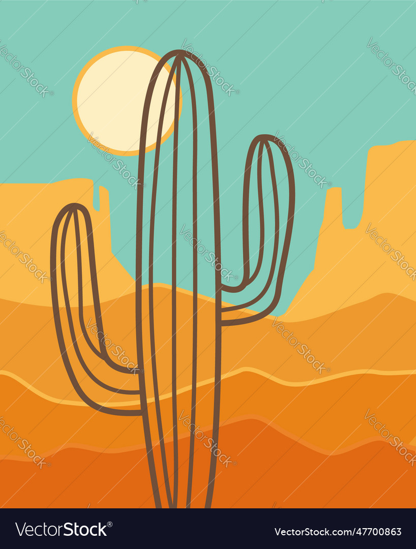 American arizona desert poster landscape Vector Image