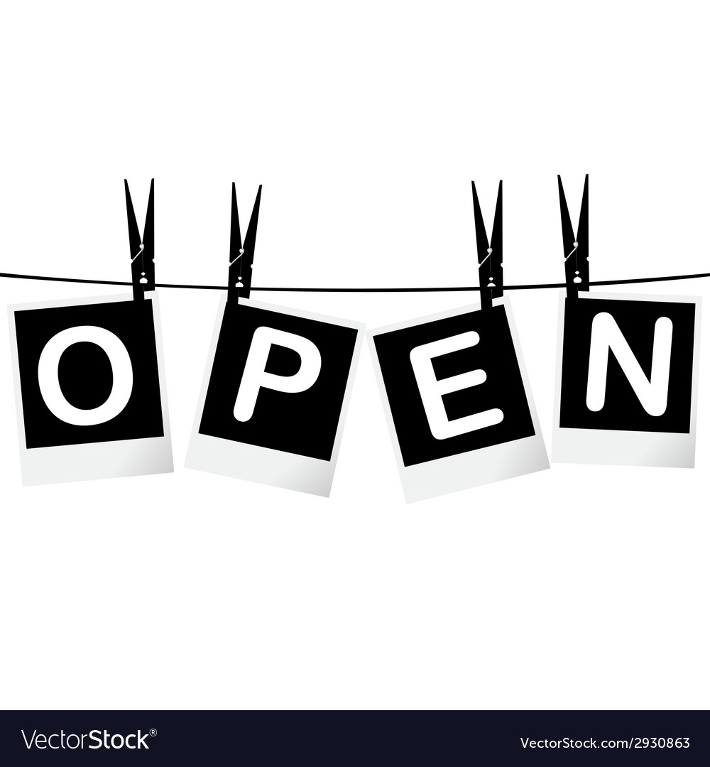 Black and white Open sign Royalty Free Vector Image