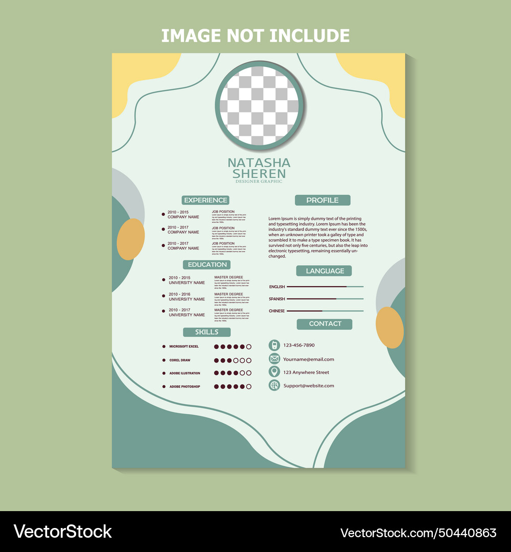Curriculum vitae template design Royalty Free Vector Image