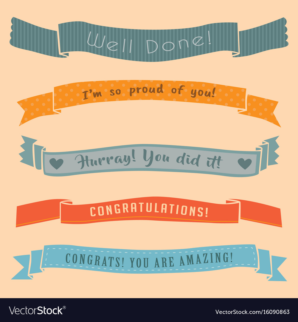 Ribbon Banner Congratulations Isolated Cute Set Vector Image 8366