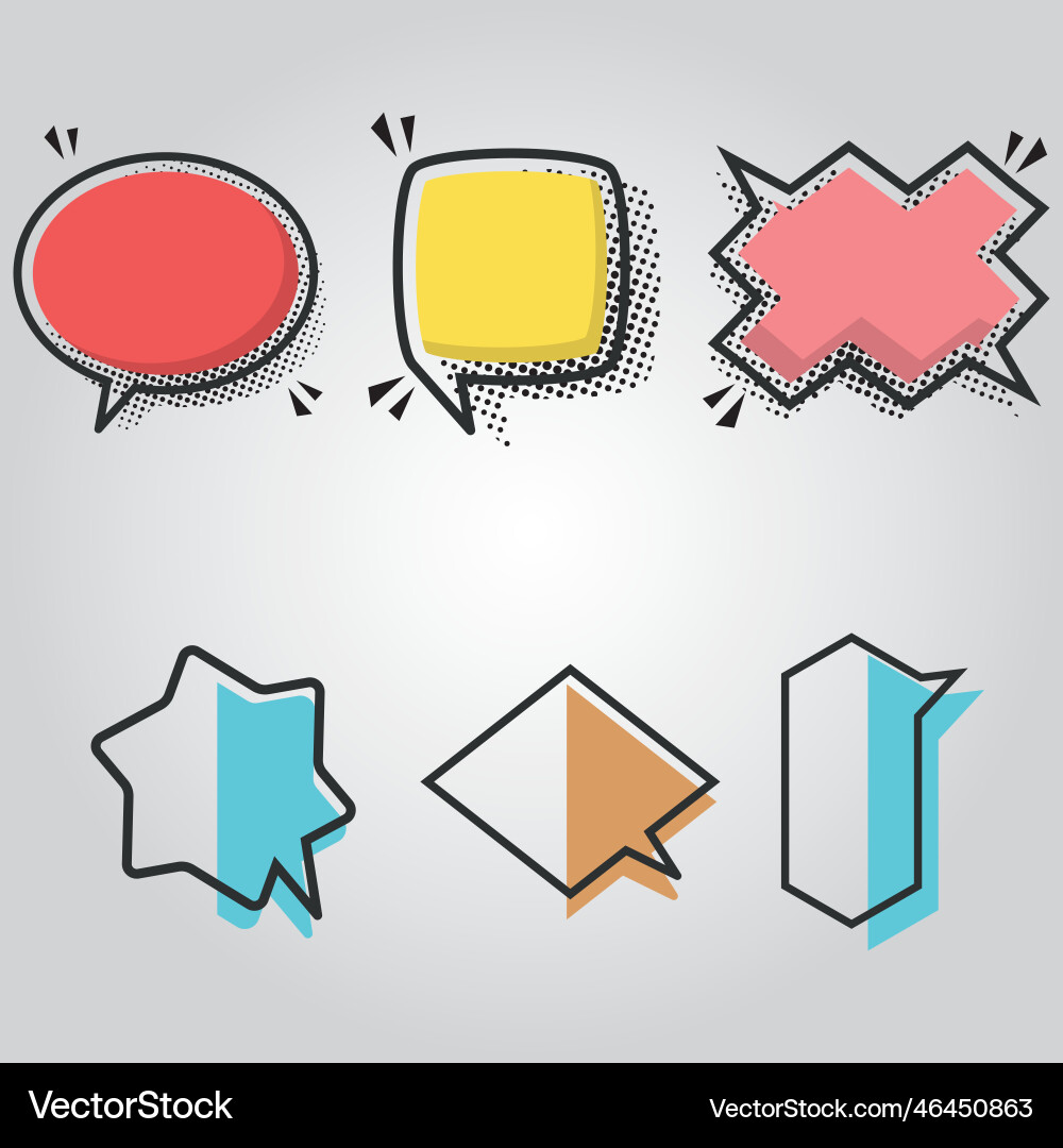 Set of empty colored comic speech bubble Vector Image
