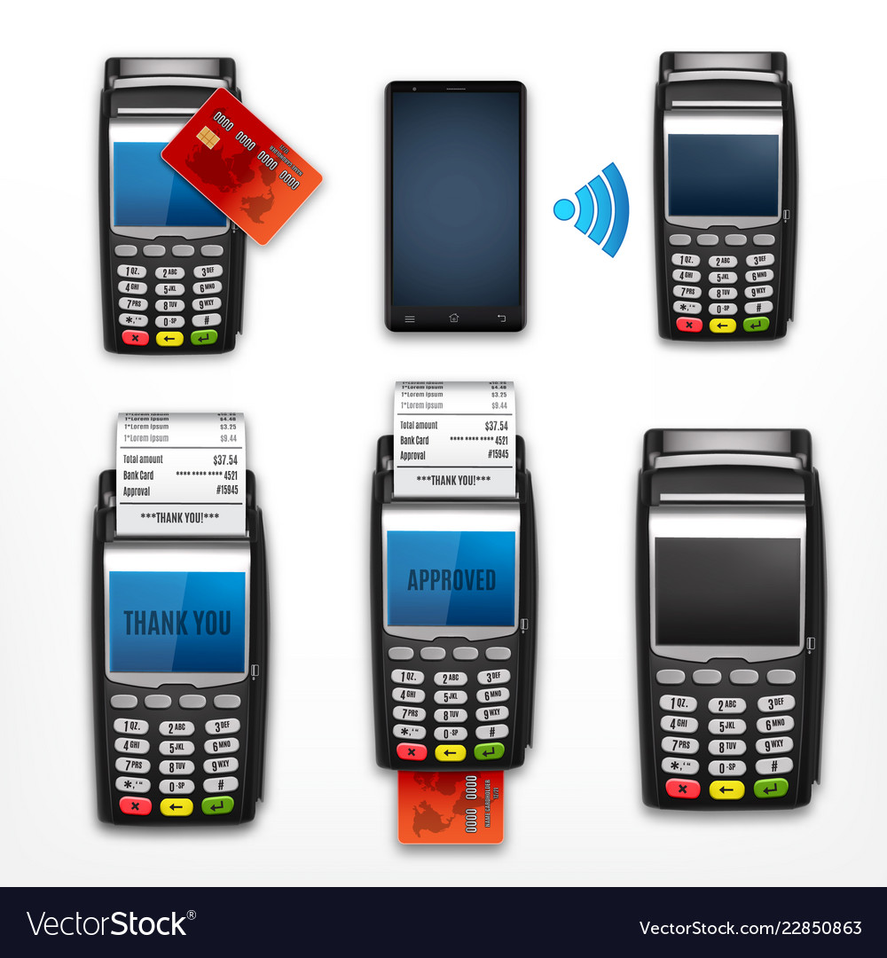 Set of pos terminal Royalty Free Vector Image - VectorStock