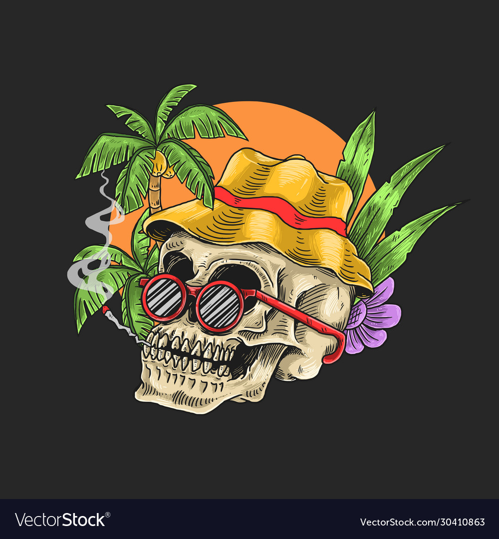 Skull chill tropical holiday summer spring Vector Image