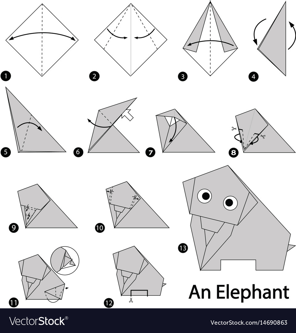 Step by step instructions how to make origami Vector Image