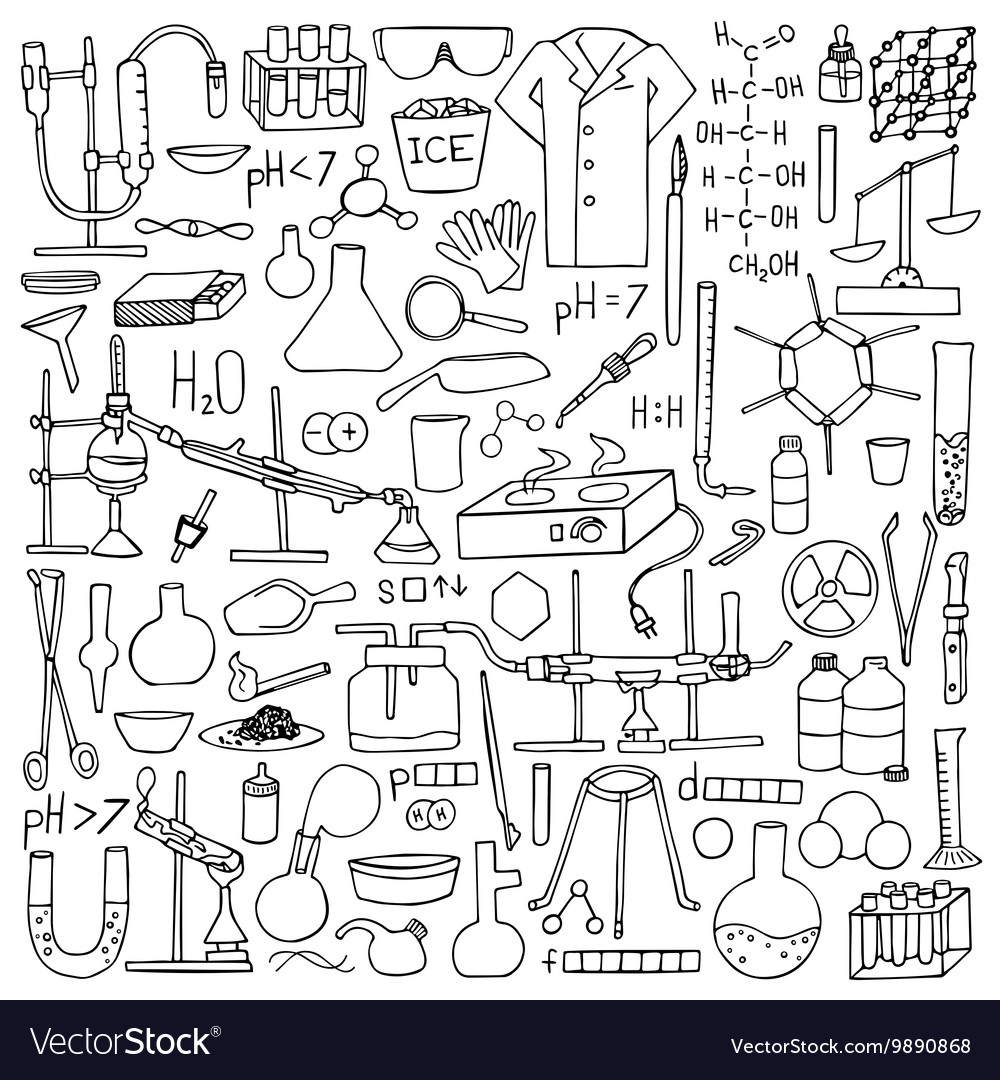 Векторные каракулевый набор рисования для химии