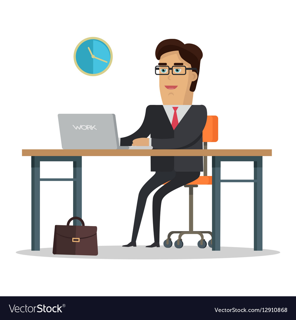 Computer work concept in flat design Royalty Free Vector
